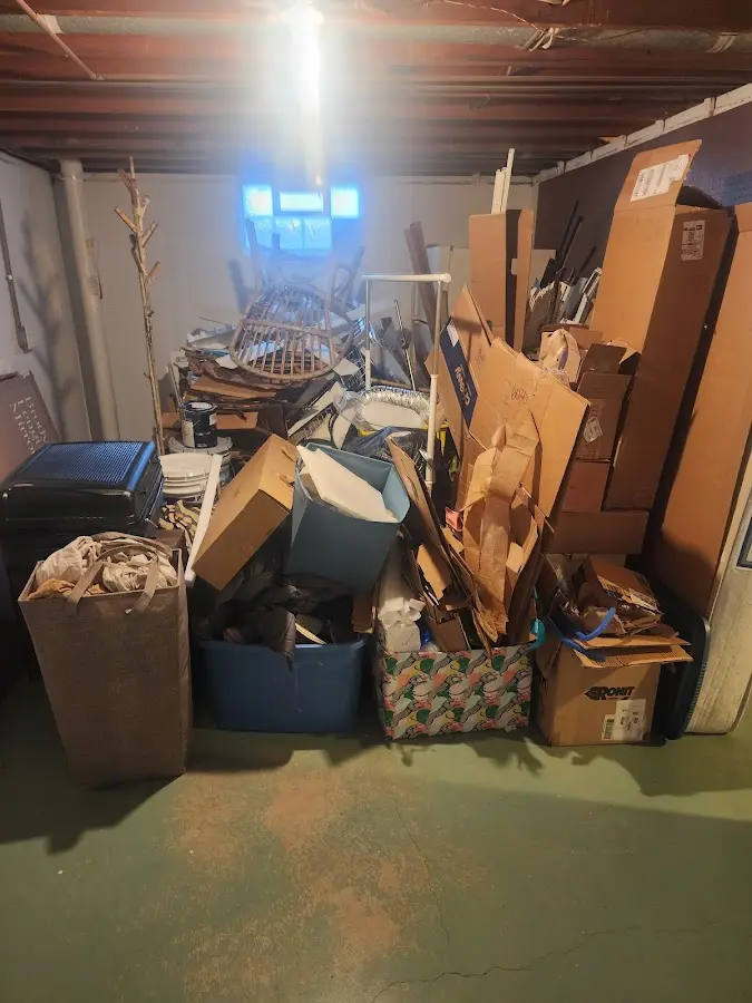 Roll-off dumpster container at job site for 8 Yard Dumpster Rental in Stow